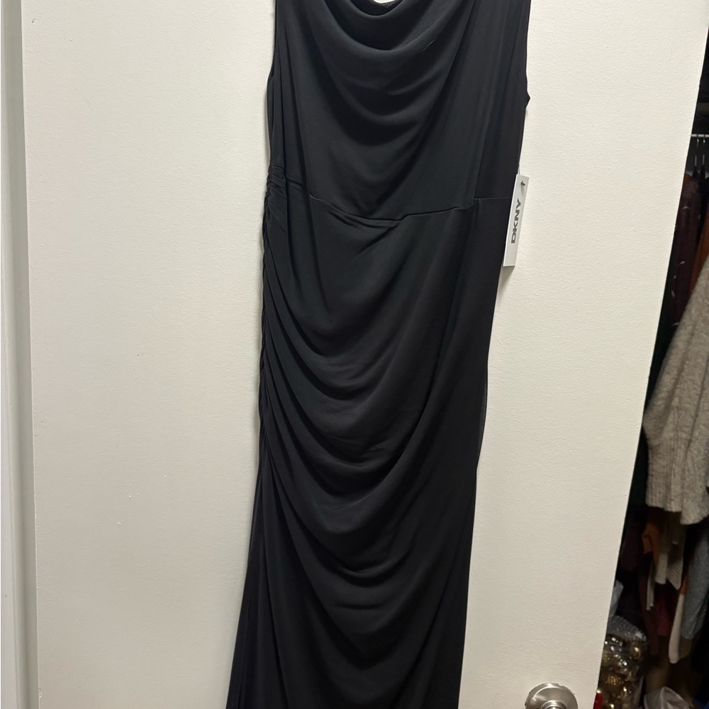 NWT Elegant Black Draped Women's Dress